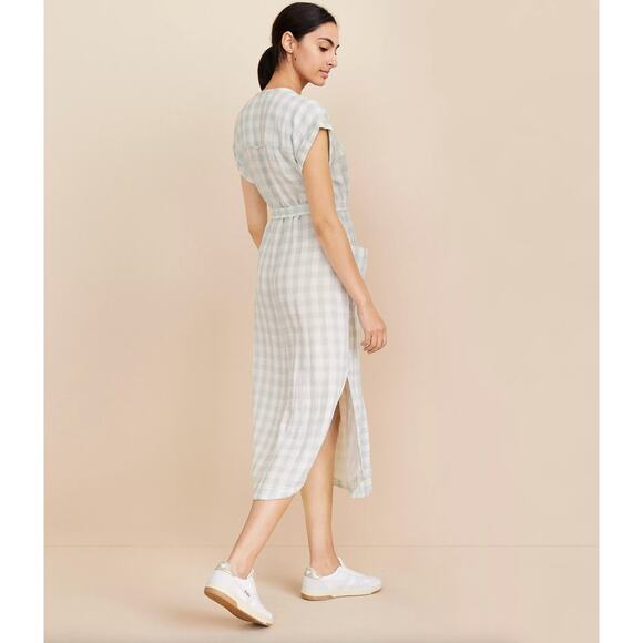 LOU & GREY x LOFT Gingham Triple Cloth Maxi Dress Blue Haze Sz XL NWT {SS4} - Picture 3 of 3